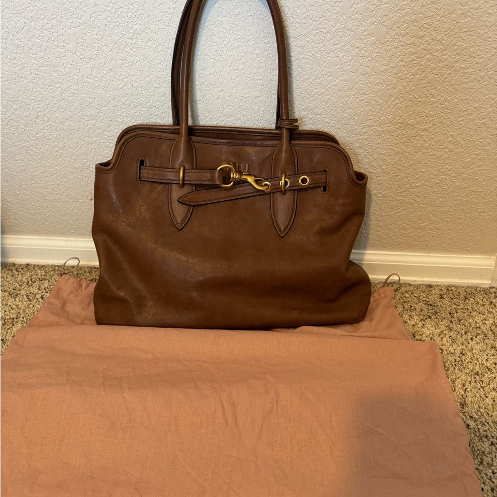Miu Miu Medium Aventure Brown Leather Tote